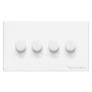 Vintage Range Gloss White Switches & Sockets, XGL - 4 Gang TED Dimmer (Compatible with LED Lamps) by Heritage Brass By M-Marcus