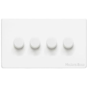Vintage Range Gloss White Switches & Sockets, XGL - 4 Gang Dimmer 400 watts(Compatible with halogen/ incandescent bulbs) by Heritage Brass By M-Marcus