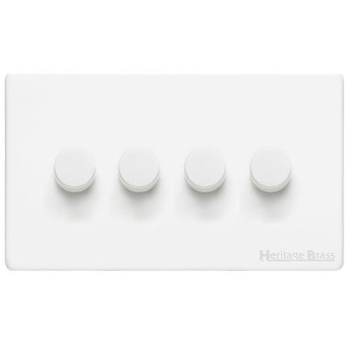 Vintage Range Gloss White Switches & Sockets, XGL - 4 Gang Dimmer 400 watts(Compatible with halogen/ incandescent bulbs) by Heritage Brass By M-Marcus