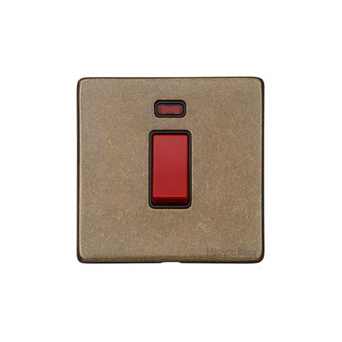 Vintage Range-Rustic Brass-45A DP Cooker Switch with Neon (single plate)