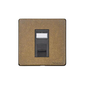 Vintage Range Rustic Brass Switches & Sockets, XRB - 1 Gang RJ45 by Heritage Brass By M-Marcus