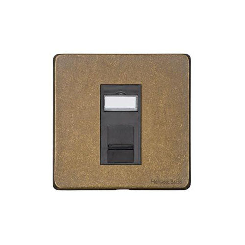 Vintage Range Rustic Brass Switches & Sockets, XRB - 1 Gang RJ45 by Heritage Brass By M-Marcus