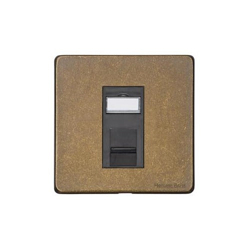 Vintage Range Rustic Brass Switches & Sockets, XRB - 1 Gang RJ45 by Heritage Brass By M-Marcus