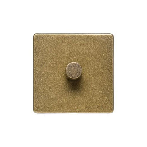 Vintage Range Rustic Brass Switches & Sockets, XRB - 1 Gang TED Dimmer (Compatible with LED Lamps) by Heritage Brass By M-Marcus