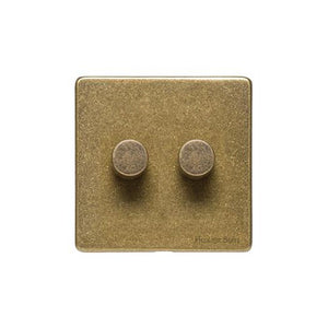 Vintage Range Rustic Brass Switches & Sockets, XRB - 2G Multi Location Primary Dimmer by Heritage Brass By M-Marcus