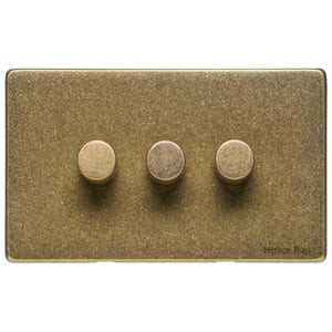 Vintage Range Rustic Brass Switches & Sockets, XRB - 3G Multi Location Secondary Dimmer by Heritage Brass By M-Marcus