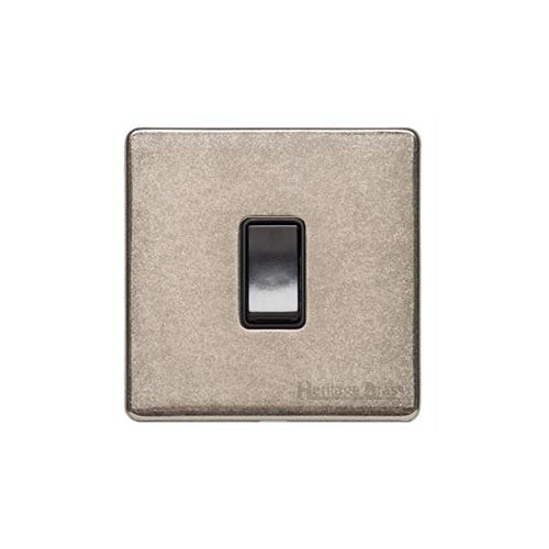 Vintage Range Rustic Nickel Switches & Sockets, XRN - 1 Gang Rocker Switch by Heritage Brass By M-Marcus