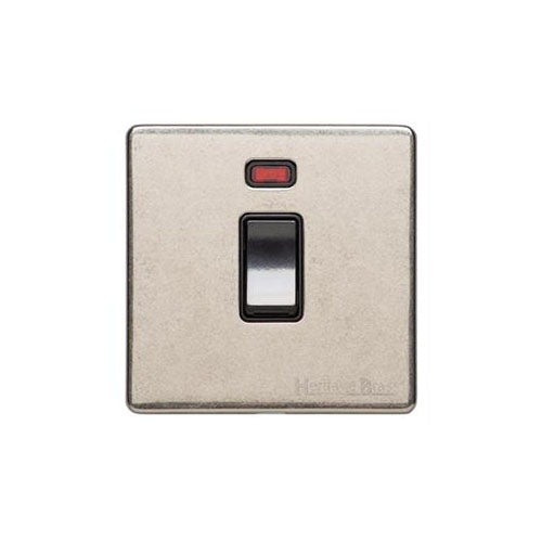 Vintage Range Rustic Nickel Switches & Sockets, XRN - 20A Double Pole Switch with Neon by Heritage Brass By M-Marcus