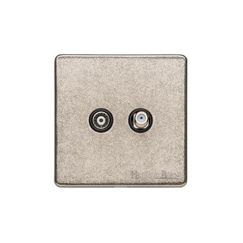 Vintage Range Rustic Nickel Switches & Sockets, XRN - TV/Satellite Socket by Heritage Brass By M-Marcus