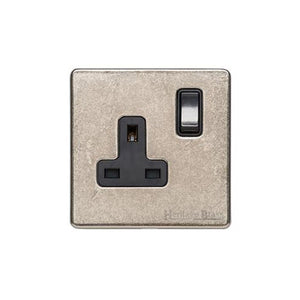Vintage Range Rustic Nickel Switches & Sockets, XRN - Single Socket (13 Amp) by Heritage Brass By M-Marcus