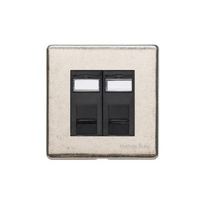 Vintage Range Rustic Nickel Switches & Sockets, XRN - 2 Gang RJ45 by Heritage Brass By M-Marcus