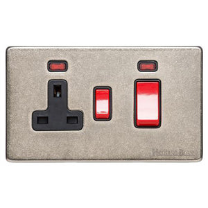 Vintage Range Rustic Nickel Switches & Sockets, XRN - 45A Cooker Unit + 13A Socket by Heritage Brass By M-Marcus