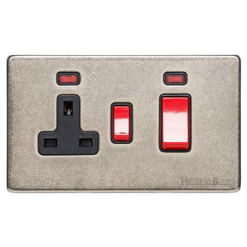 Vintage Range Rustic Nickel Switches & Sockets, XRN - 45A Cooker Unit + 13A Socket by Heritage Brass By M-Marcus
