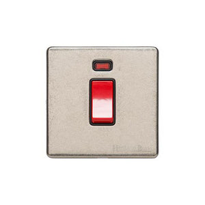 Vintage Range Rustic Nickel Switches & Sockets, XRN - 45A DP Cooker Switch with Neon (single plate) by Heritage Brass By M-Marcus