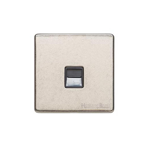Vintage Range Rustic Nickel Switches & Sockets, XRN - 1 Gang Secondary Line Socket by Heritage Brass By M-Marcus