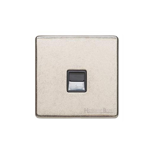 Vintage Range Rustic Nickel Switches & Sockets, XRN - 1 Gang Master Line Socket by Heritage Brass By M-Marcus