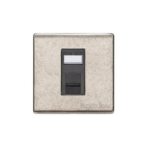 Vintage Range Rustic Nickel Switches & Sockets, XRN - 1 Gang RJ45 by Heritage Brass By M-Marcus