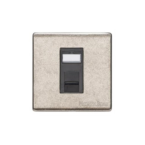 Vintage Range Rustic Nickel Switches & Sockets, XRN - 1 Gang RJ45 by Heritage Brass By M-Marcus