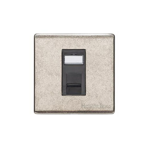 Vintage Range Rustic Nickel Switches & Sockets, XRN - 1 Gang RJ11 by Heritage Brass By M-Marcus