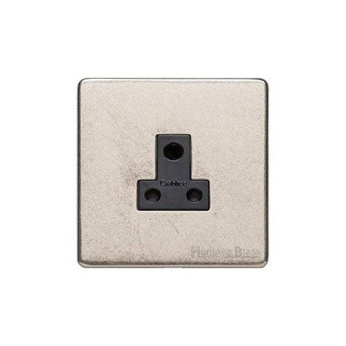 Vintage Range Rustic Nickel Switches & Sockets, XRN - 5 Amp 3 Round Pin Socket by Heritage Brass By M-Marcus