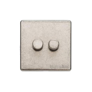 Vintage Range Rustic Nickel Switches & Sockets, XRN - 2G Multi Location Secondary Dimmer by Heritage Brass By M-Marcus