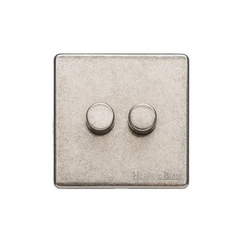 Vintage Range Rustic Nickel Switches & Sockets, XRN - 2G Multi Location Secondary Dimmer by Heritage Brass By M-Marcus