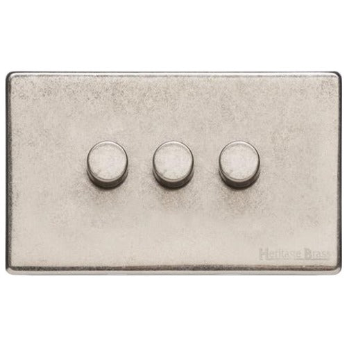Vintage Range Rustic Nickel Switches & Sockets, XRN - 3G Multi Location Primary Dimmer by Heritage Brass By M-Marcus