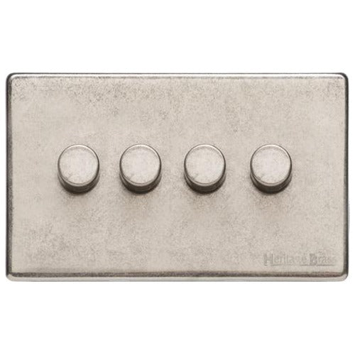Vintage Range Rustic Nickel Switches & Sockets, XRN - 4G Multi Location Secondary Dimmer by Heritage Brass By M-Marcus