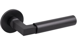 Tupai Exclusivo 5S Line Covas Lever Door Handle on 5mm Slimline Round Rose - Pearl Black - Default