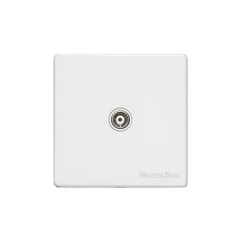 Vintage Range Matt White Switches & Sockets, XWH - 1 Gang Non-Isolated TV Coaxial Socket by Heritage Brass By M-Marcus
