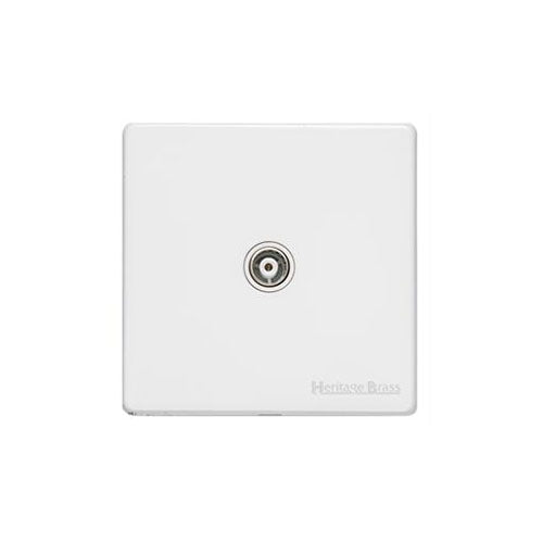 Windsor Range Matt White Switches & Sockets, WNW - 1 Gang Isolated TV Coaxial Socket by Heritage Brass By M-Marcus