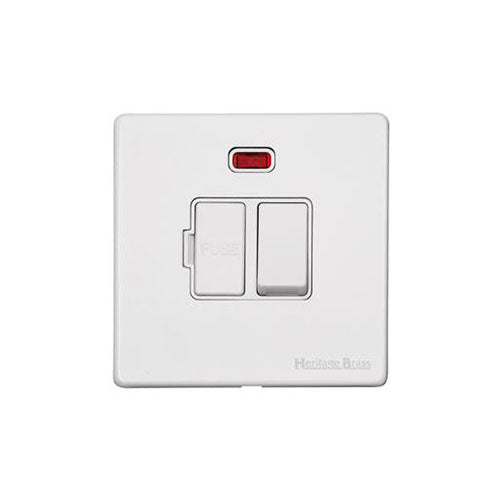 Vintage Range Matt White Switches & Sockets, XWH - Switched Spur with Neon (13 Amp) by Heritage Brass By M-Marcus