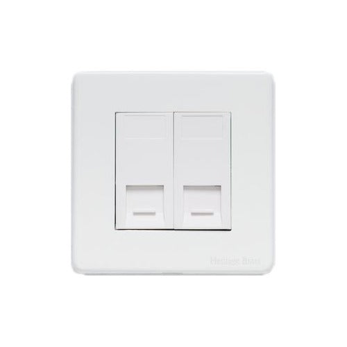 Vintage Range Matt White Switches & Sockets, XWH - 2 Gang RJ45 by Heritage Brass By M-Marcus