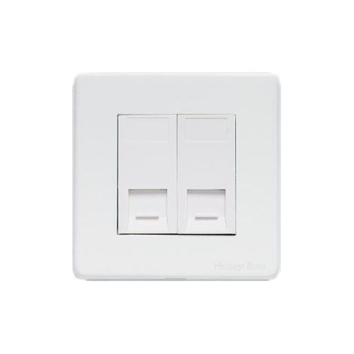 Vintage Range Matt White Switches & Sockets, XWH - 2 Gang RJ45 by Heritage Brass By M-Marcus