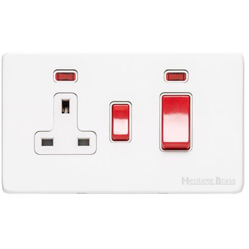 Vintage Range Matt White Switches & Sockets, XWH - 45A Cooker Unit + 13A Socket by Heritage Brass By M-Marcus