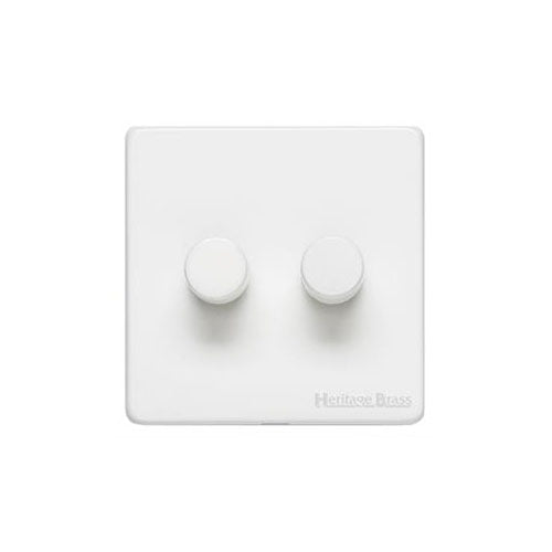 Vintage Range-Matt White-2 Gang Dimmer (250 watts)