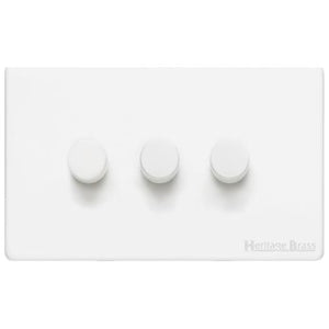 Vintage Range Matt White Switches & Sockets, XWH - 3G Multi Location Secondary Dimmer by Heritage Brass By M-Marcus
