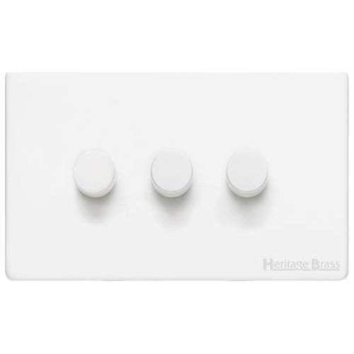 Vintage Range Matt White Switches & Sockets, XWH - 3G Multi Location Secondary Dimmer by Heritage Brass By M-Marcus