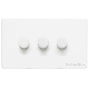 Vintage Range Matt White Switches & Sockets, XWH - 3G Multi Location Secondary Dimmer by Heritage Brass By M-Marcus