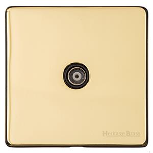 Studio Range - Polished Brass - 1 Gang Non-Isolated TV Coaxial Socket