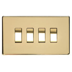 Studio Range Polished Brass Switches & Sockets, Y01 - 4 Gang Rocker Switch by Heritage Brass By M-Marcus