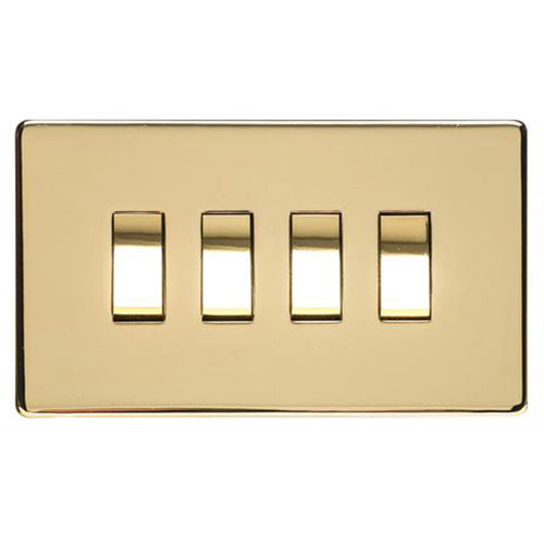Studio Range Polished Brass Switches & Sockets, Y01 - 4 Gang Rocker Switch by Heritage Brass By M-Marcus