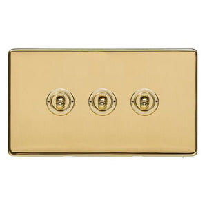 Studio Range Polished Brass Switches & Sockets, Y01 - 3 Gang Toggle Switch by Heritage Brass By M-Marcus