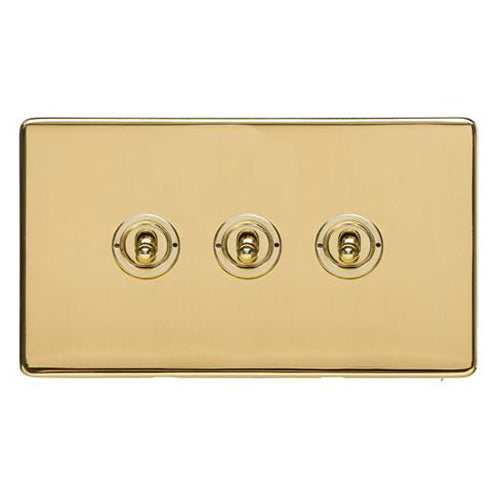 Studio Range Polished Brass Switches & Sockets, Y01 - 3 Gang Toggle Switch by Heritage Brass By M-Marcus