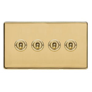 Studio Range Polished Brass Switches & Sockets, Y01 - 4 Gang Toggle Switch by Heritage Brass By M-Marcus