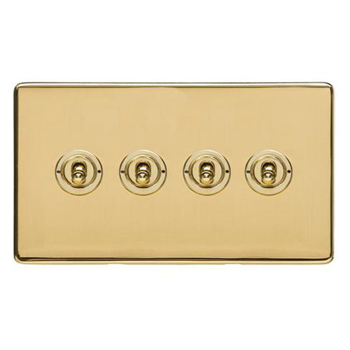 Studio Range Polished Brass Switches & Sockets, Y01 - 4 Gang Toggle Switch by Heritage Brass By M-Marcus
