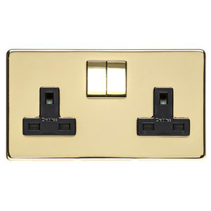 Studio Range Polished Brass Switches & Sockets, Y01 - Double Socket (13 Amp) by Heritage Brass By M-Marcus