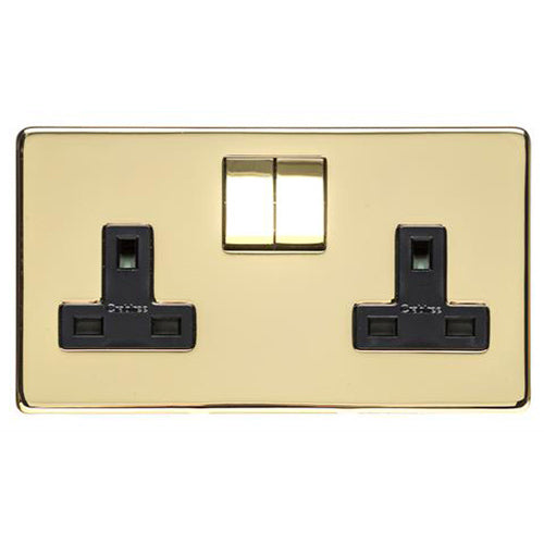 Studio Range Polished Brass Switches & Sockets, Y01 - Double Socket (13 Amp) by Heritage Brass By M-Marcus