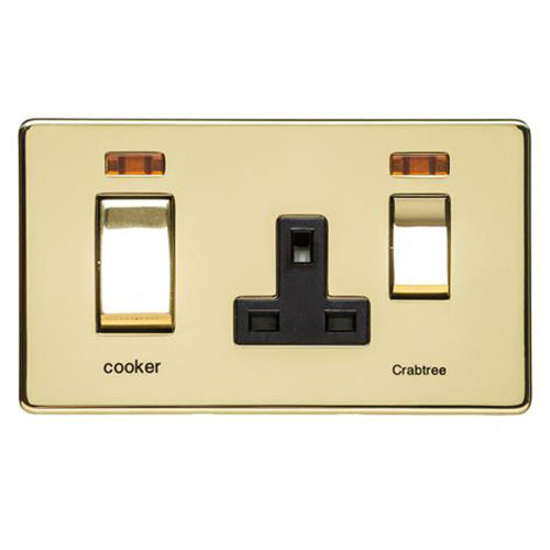 Studio Range Polished Brass Switches & Sockets, Y01 - 45A Cooker Unit + 13A Socket by Heritage Brass By M-Marcus