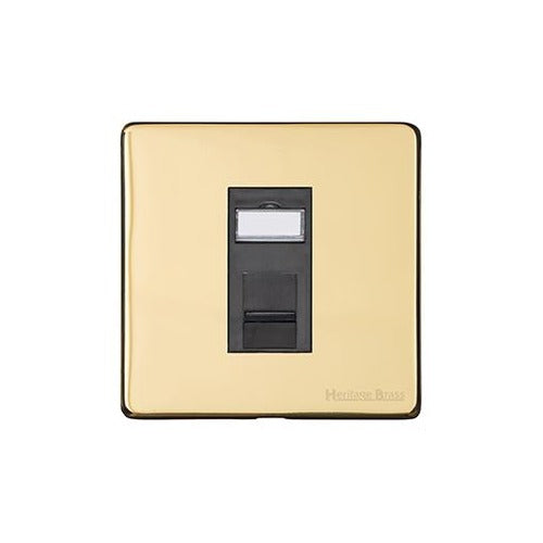 Studio Range Polished Brass Switches & Sockets, Y01 - 1 Gang RJ45 by Heritage Brass By M-Marcus